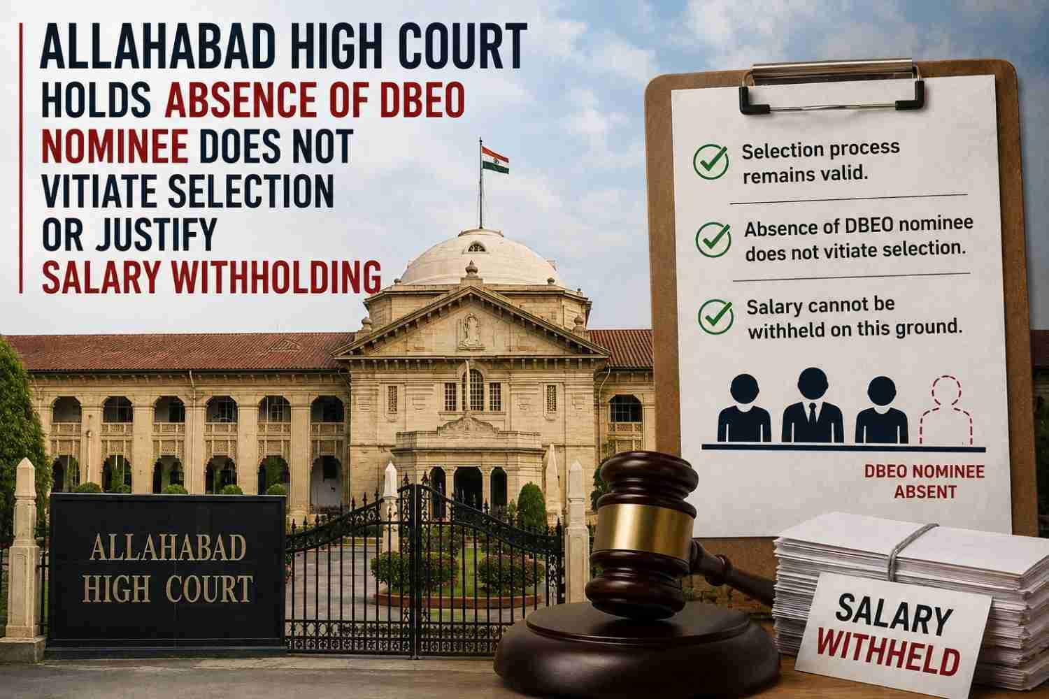 Allahabad High Court Holds Absence of DBEO Nominee Does Not Vitiate Selection or Justify Salary Withholding