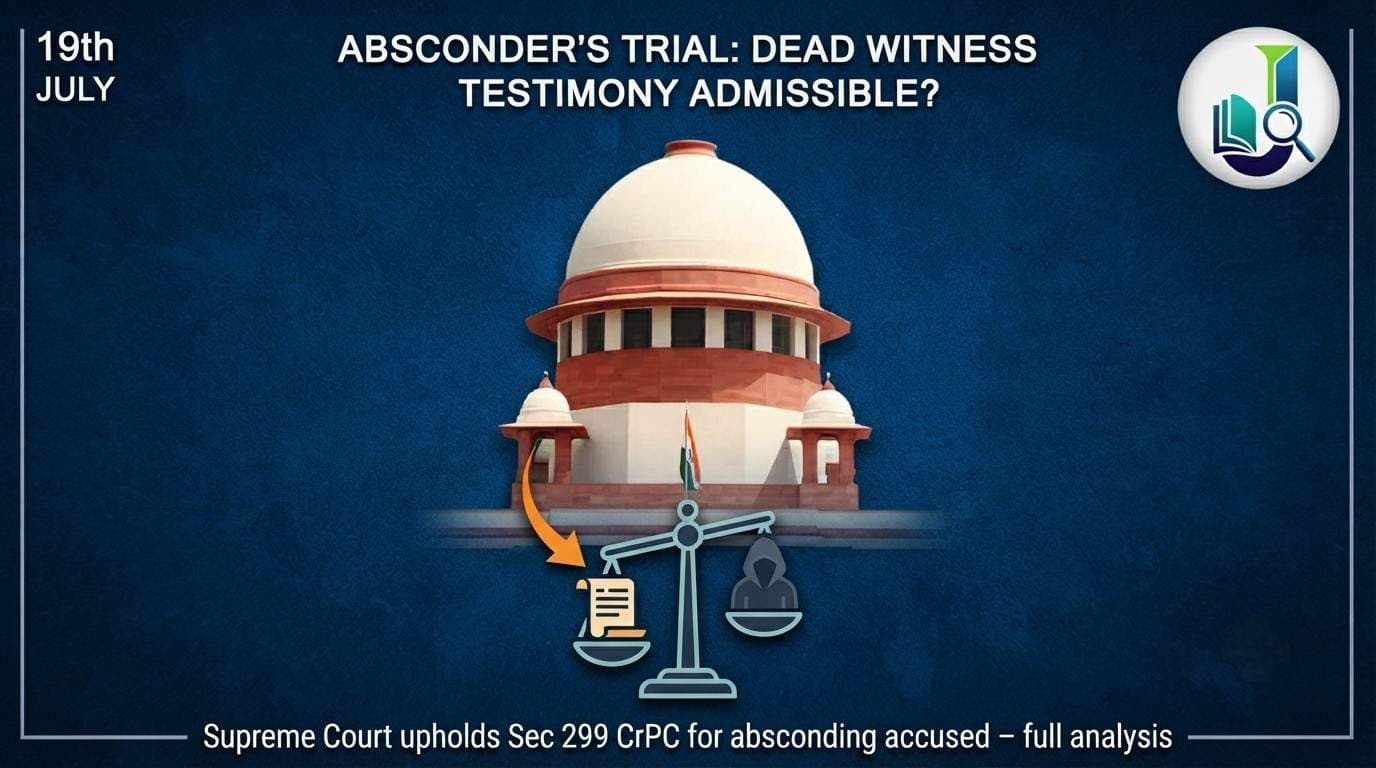 Supreme Court Clarifies Use of Deceased Witness’s Testimony Against Absconding Accused Under Section 299 CrPC
