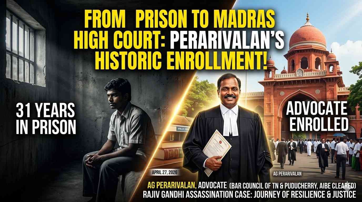 From Prisoner to Practitioner: AG Perarivalan’s New Chapter at the Madras High Court