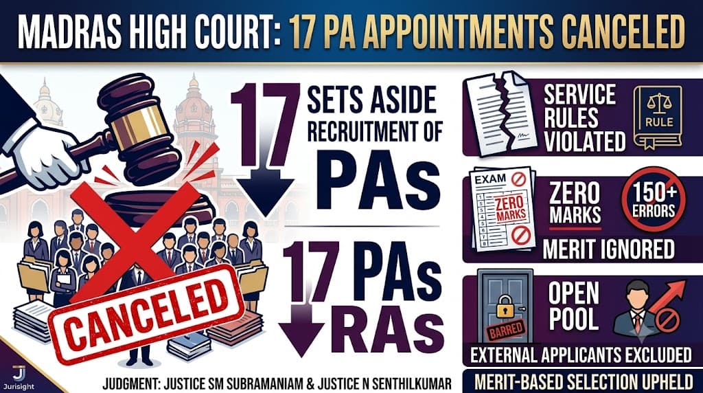 Madras High Court Sets Aside Recruitment of 17 Personal Assistants to Judges