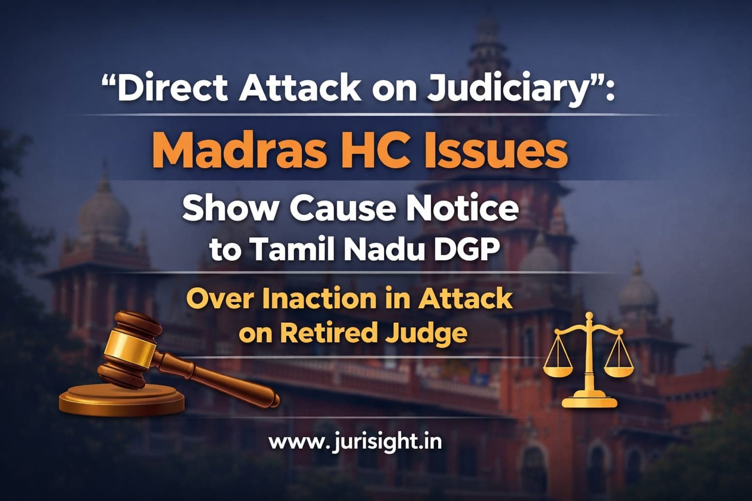 “Direct Attack on Judiciary”: Madras HC Issues Show Cause Notice to Tamil Nadu DGP Over Inaction in Attack on Retired Judge