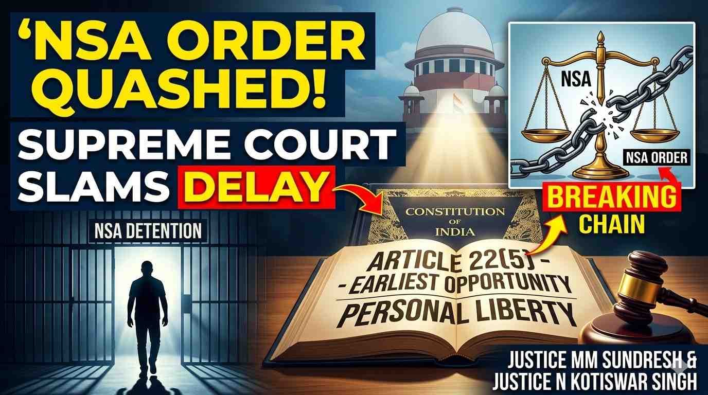 SC Sets Aside NSA Detention: Delayed Consideration of Representation Vitiates Order