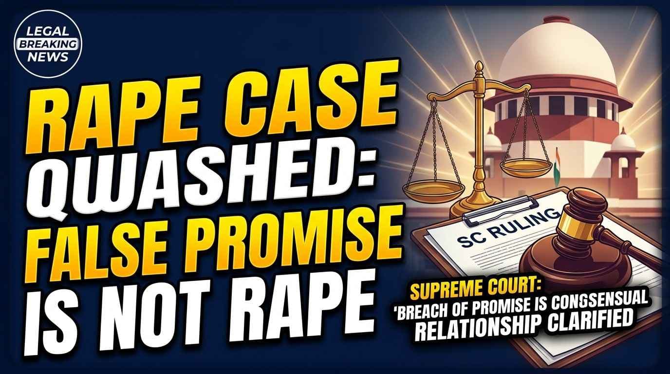SC Quashes Rape Case: False Promise vs. Breach of Promise to Marry