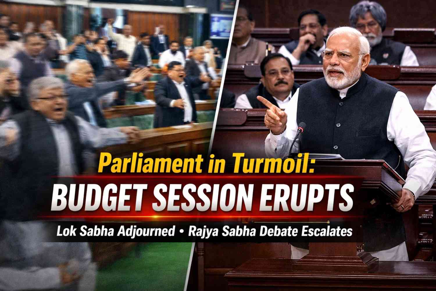 Parliament in Turmoil: Lok Sabha Adjourned, Rajya Sabha Debate Intensifies During Budget Session