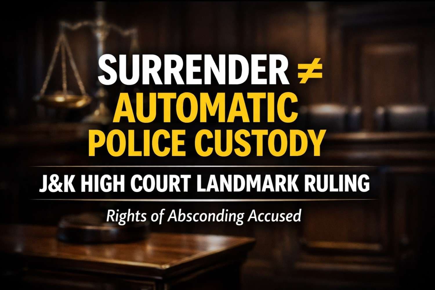 Mere Surrender Of Absconding Accused Post-Challan No Ground For Police Custody If Co-Accused Are Acquitted: Jammu & Kashmir High Court